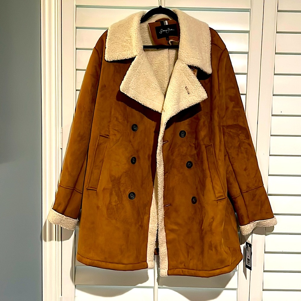 NEW UNWORN SEAN JOHN COGNAC PEACOAT